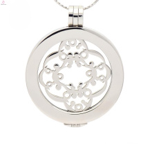 Ladies design plate silver coin locket,coin holder pendant with plate